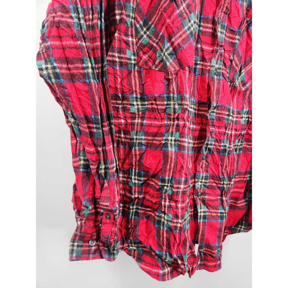 Haband Mens Plaid‎ Flannel Shirt Long Sleeve Button Up Size Large Red - Picture 4 of 6